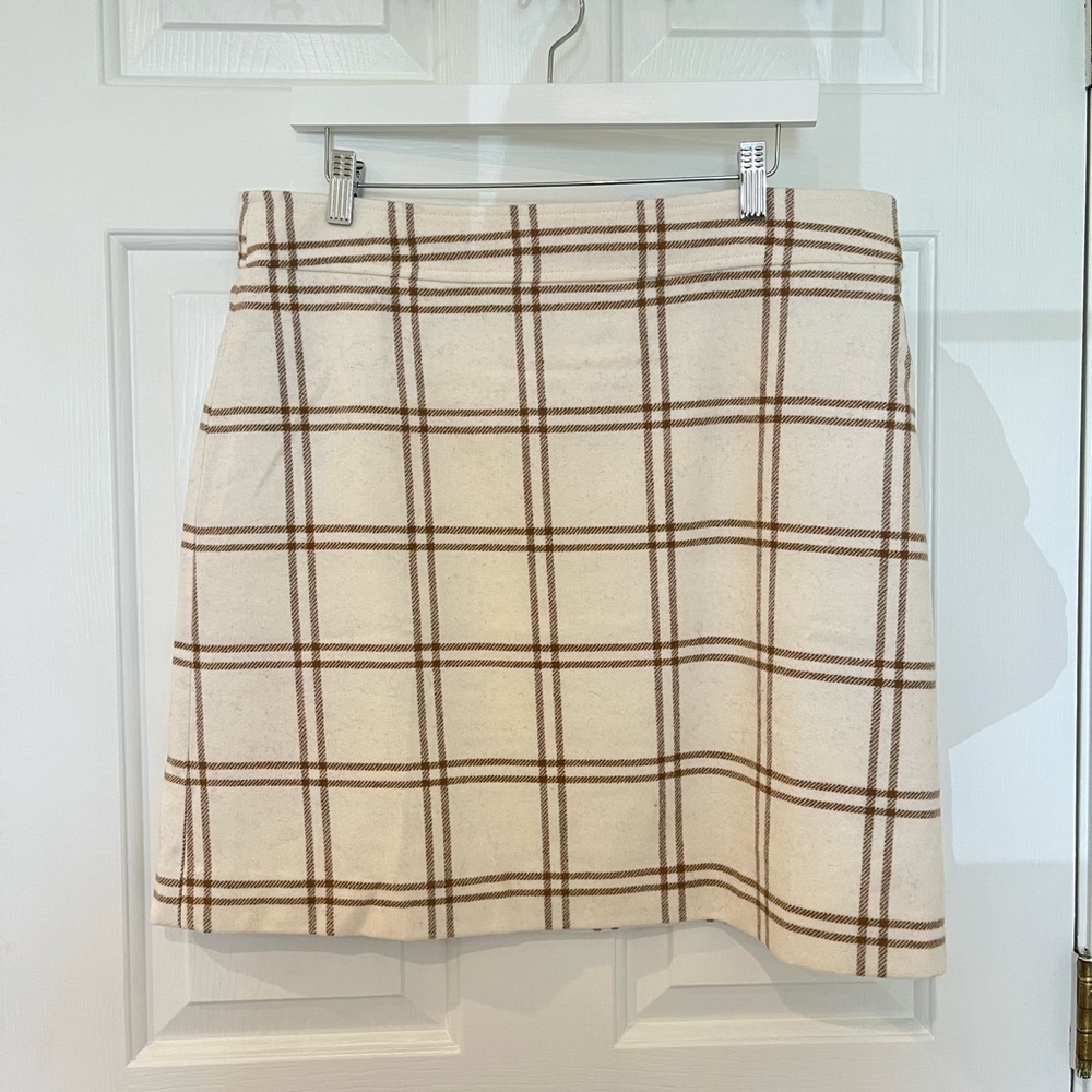 JCREW Plaid Cream and Brown Skirt
